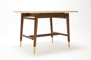 Carnegie Occasional Table | walnut end table with stone top